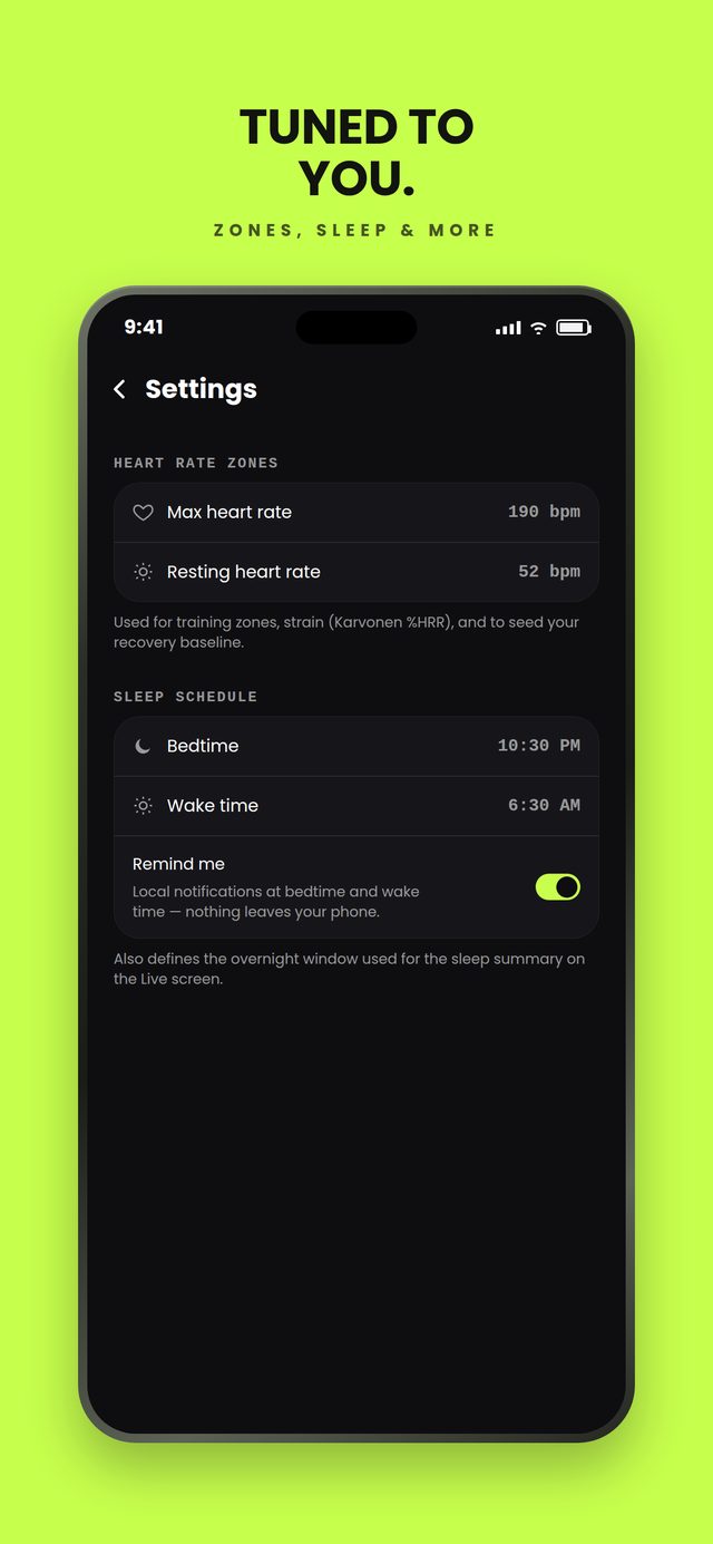 Settings screen